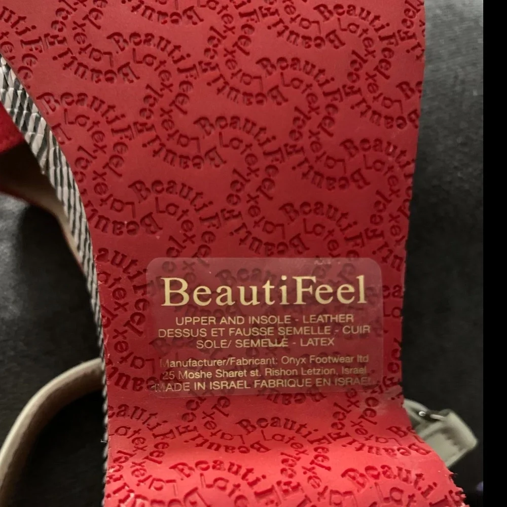 BeautiFeel Red Suede Wedge Sandals with Neutral Accents